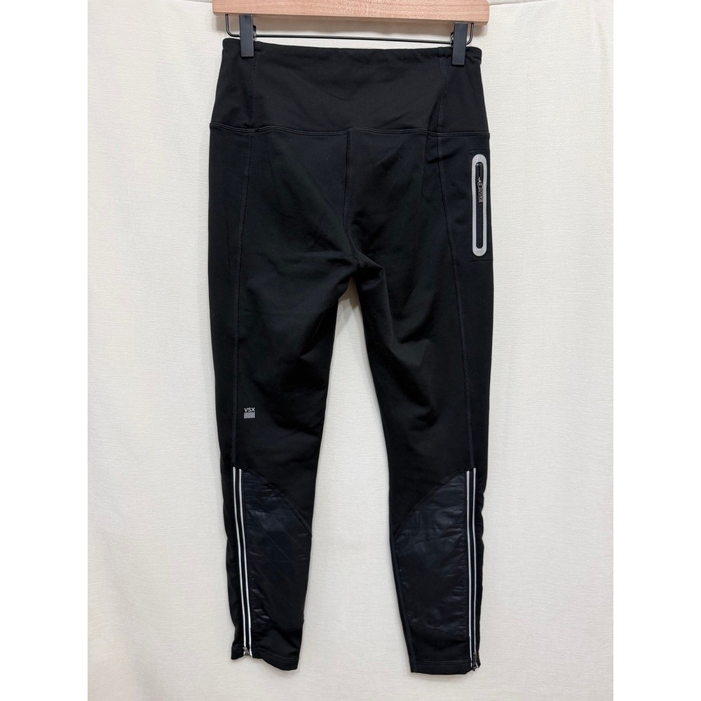 Victorias Secret VSX Sport Black Quilted Zip Ankle Leggings Womens S Reflective
